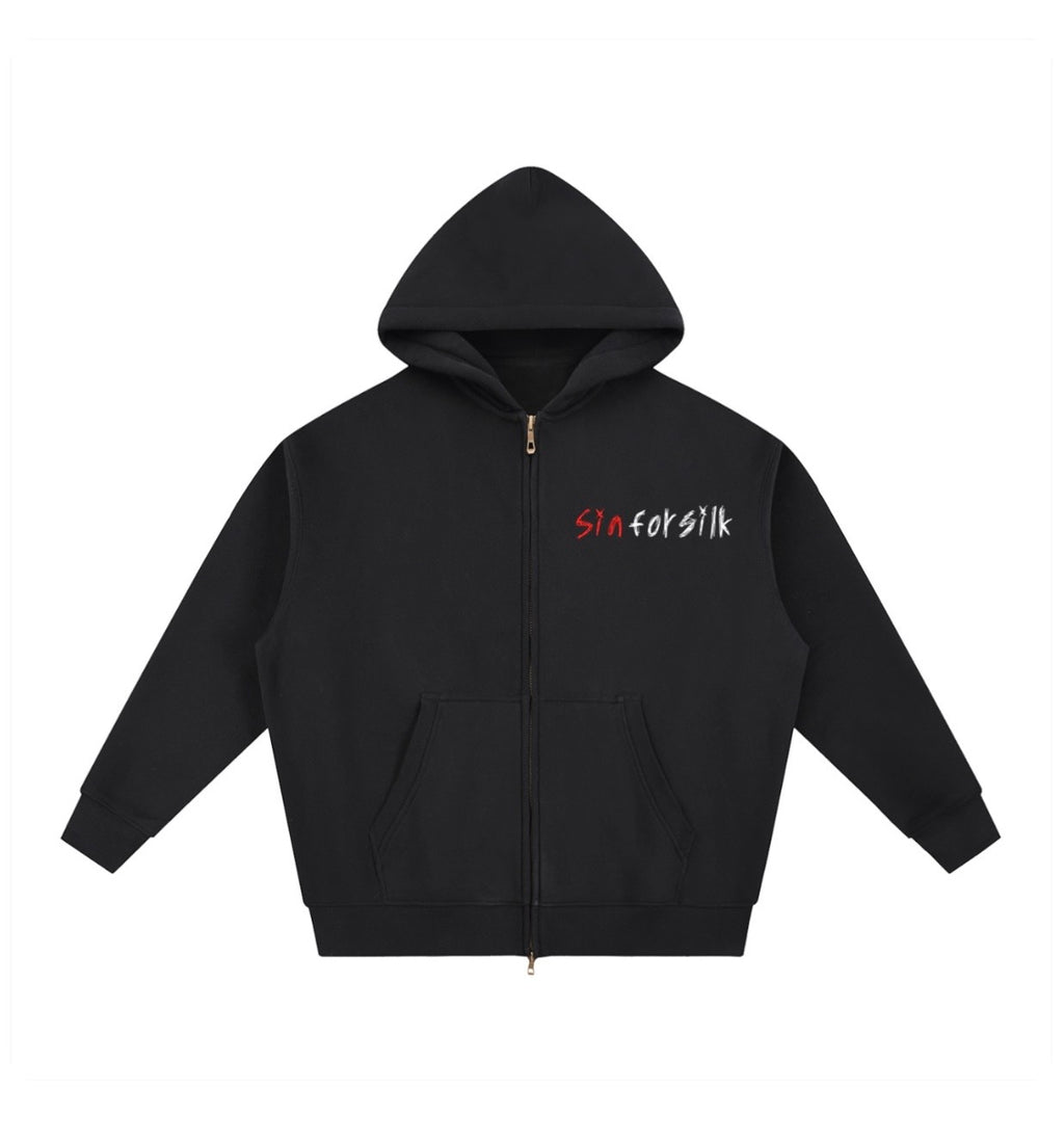 Webbed Zip-Up Sweater
